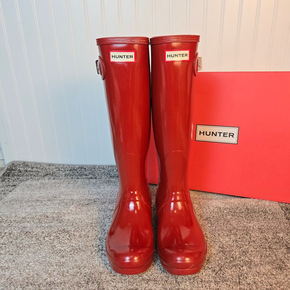 Women's Hunter Rainboots Military Red W7 - Picture 2 of 13
